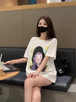 十三白鳍女子-驰骋白色纯棉落肩T恤