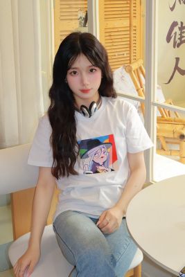 十三白作品鳍女子系列-隐刺白色纯棉T恤