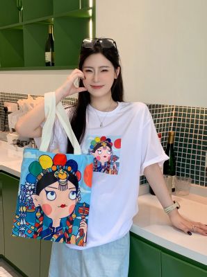十三白鳍女子-青藏白色纯棉T恤