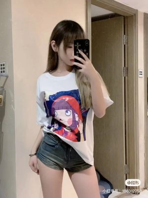 十三白鳍女子-夜寻白色纯棉落肩T恤