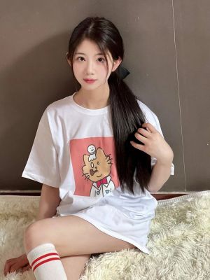 中华小橘猫#09511白色纯棉T恤