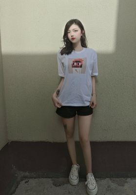 NOUNS#0284纯棉白色落肩直喷T恤