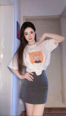 被宠爱的德文猫 #281纯棉白色落肩直喷春夏男女短袖圆领T恤