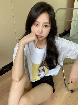 Normal崩溃少女 #058-悠纯棉白色落肩直喷春夏男女T恤