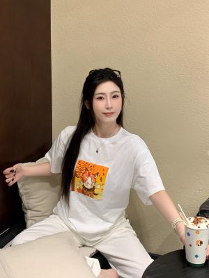 朝朝狐与秋天白色纯棉T恤