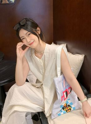 LiL Tu#2满印斜纹绒竖款托特包
