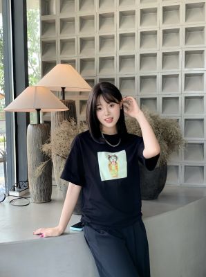 武侠港火熊系列-观音坐莲-黄金黑色纯棉T恤
