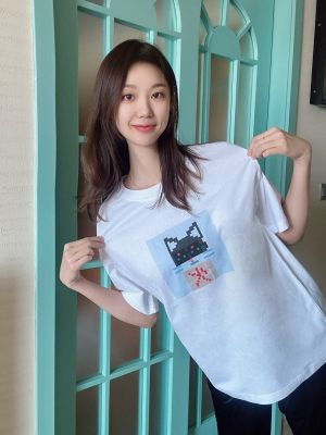 NOUNS#0788纯棉白色落肩直喷春夏男女短袖圆领T恤