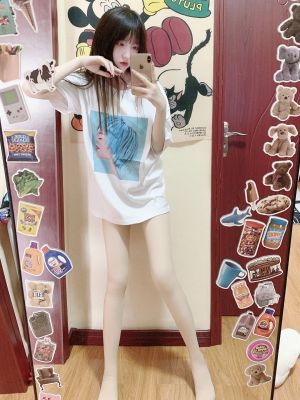 虚拟人张梓伶T-05白色纯棉落肩T恤