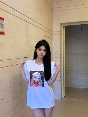 Girl-0001白色纯棉落肩T恤