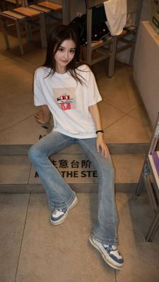 NOUNS#1364纯棉白色落肩直喷T恤
