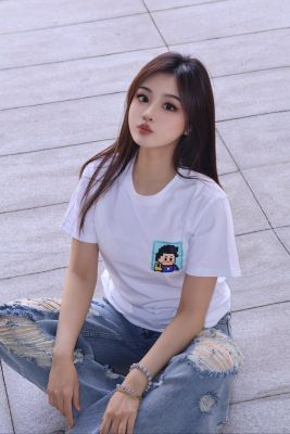 SiMETABOY#430胸徽版白色纯棉T恤
