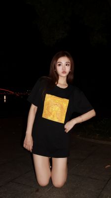 港火PANDA#004—纯金for芽芽黑色纯棉T恤