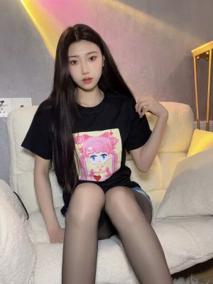 CiCi&Joy像素头像 #8282黑色纯棉T恤