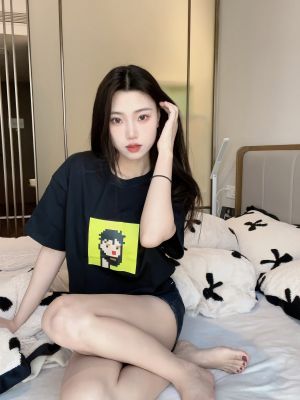 EthPunk#1650黑色纯棉落肩T恤