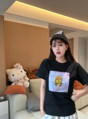 AYUYU#497黑色纯棉T恤