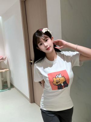 中华小橘猫#09143白色纯棉T恤