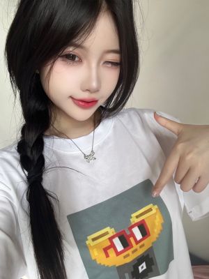 NOUNS#1776纯棉白色落肩直喷春夏男女短袖T恤