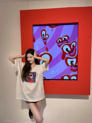 港火PANDA——咸鱼纯棉白色落肩直喷春夏男女T恤