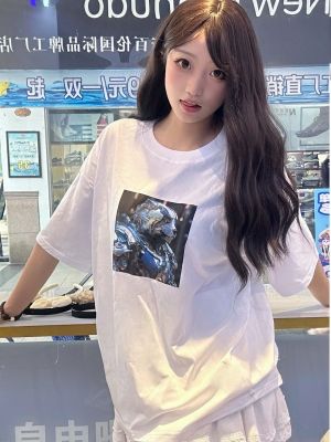 BV雪豹纯棉白色落肩直喷T恤