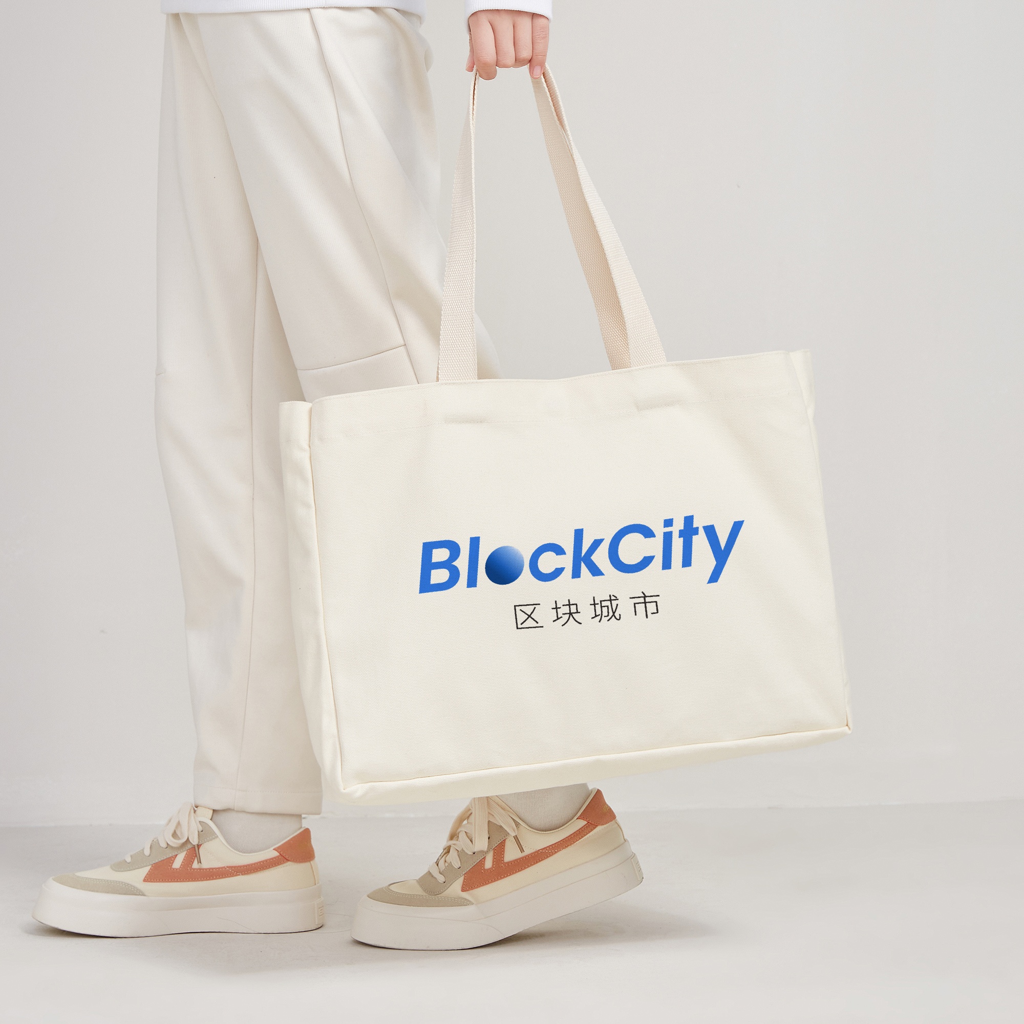 【BlockCity】局部印加厚纯棉横款帆布包